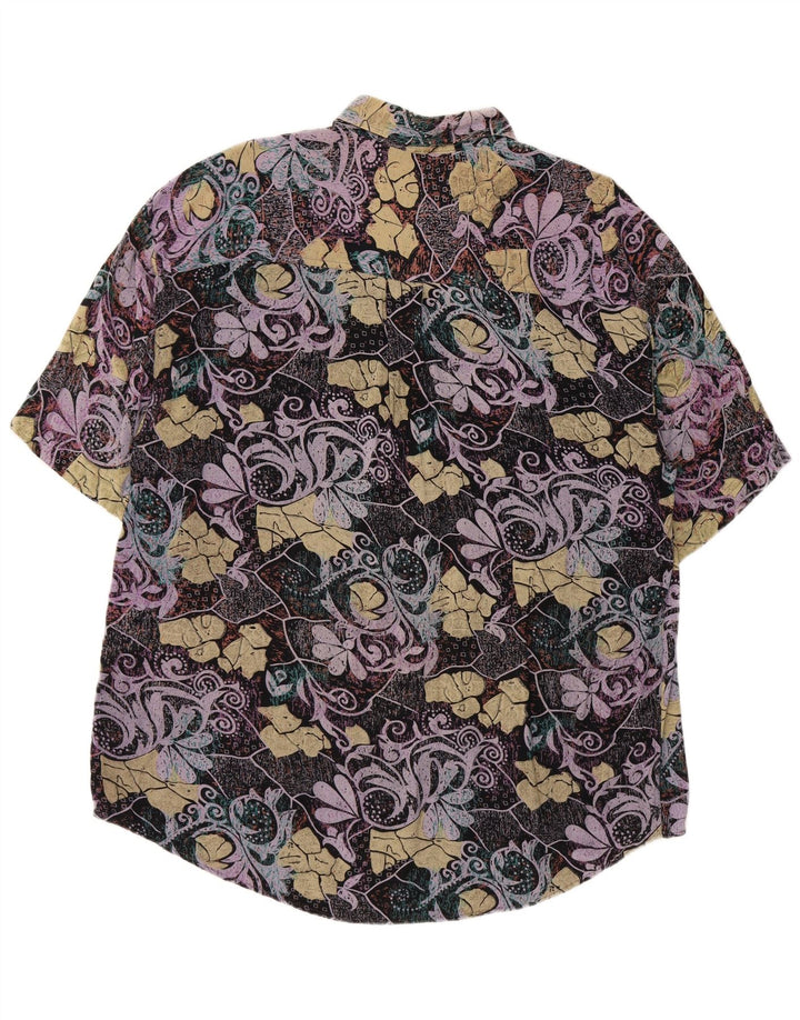 ORSO POETA Camisa masculina de manga curta 2XL Viscose paisley multicolorida