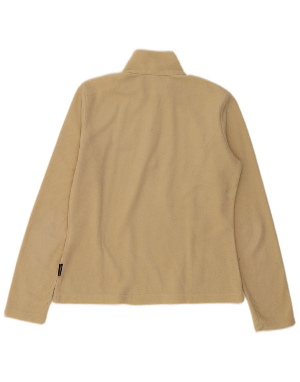 Suéter de lã feminino Jack Wolfskin com zíper e gola UK 10 pequeno bege