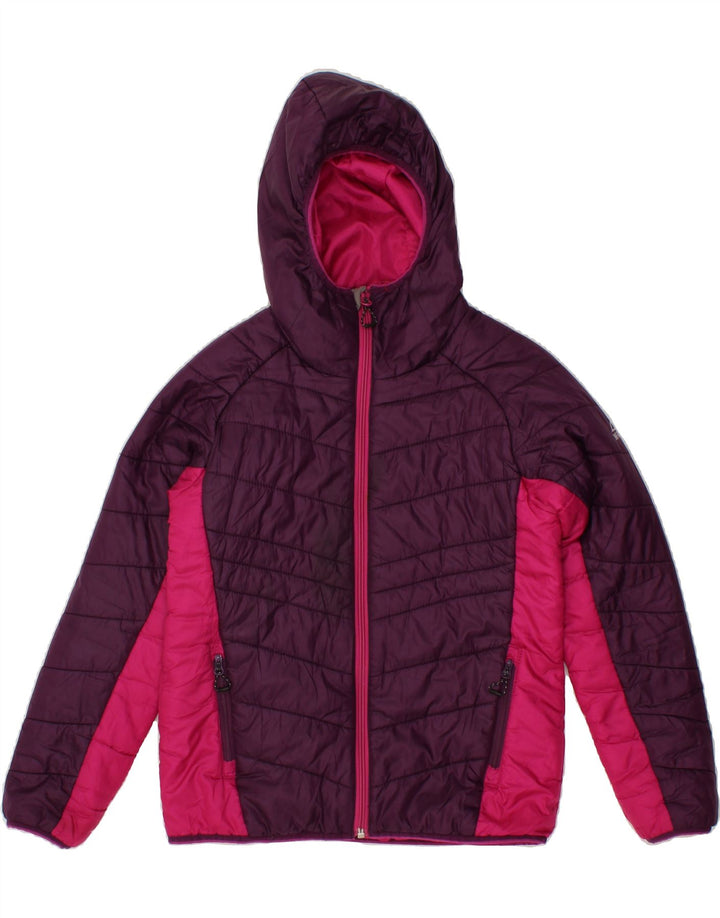 MC KINLEY Girls Hooded Padded Jacket 11-12 Years Purple Colourblock Vintage MC Kinley and Second-Hand MC Kinley from Messina Hembry 
