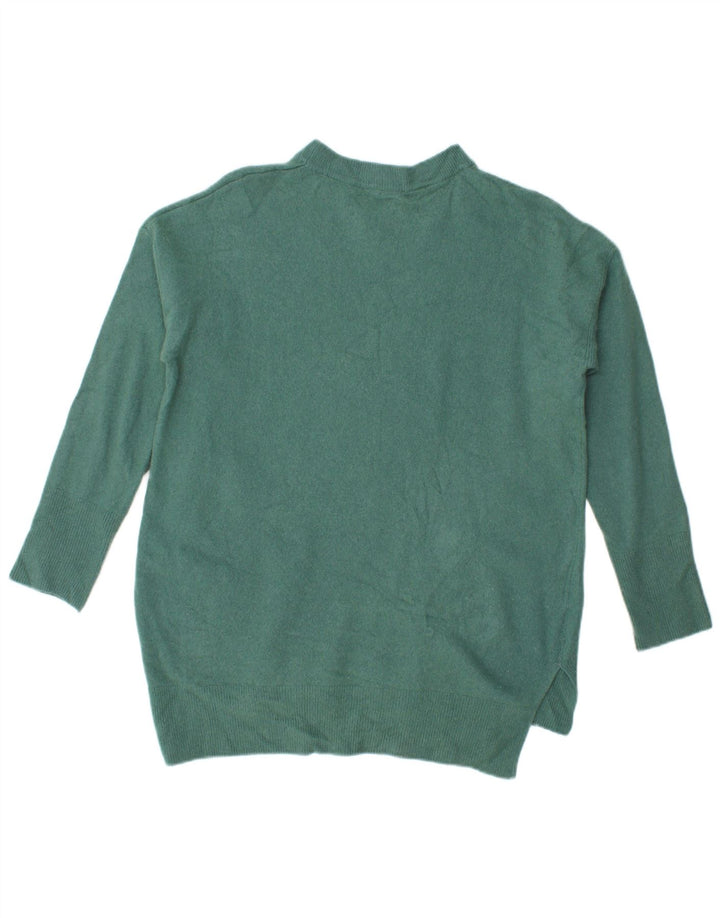 Suéter feminino Benetton com gola redonda grande, Reino Unido 10 pequeno verde