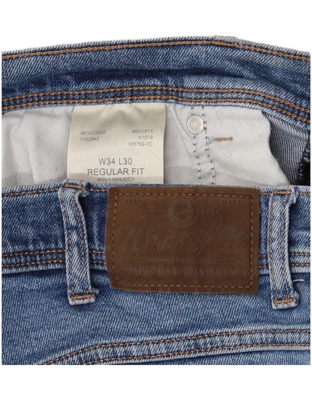 Calça jeans reta masculina WRANGLER regular fit W34 L30 algodão azul