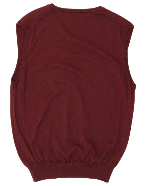 Bugatti Mens Vest Tank Top UK 40 Médio Lã Virgem Borgonha