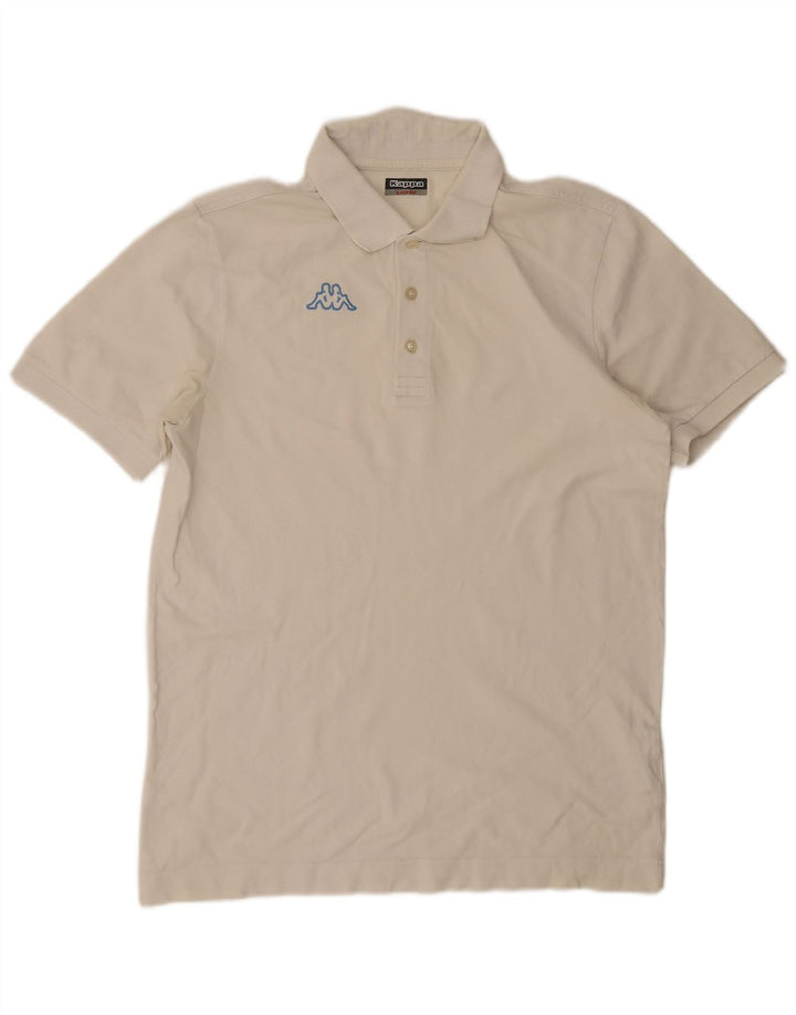 Camisa polo masculina Kappa gráfica grande algodão branco