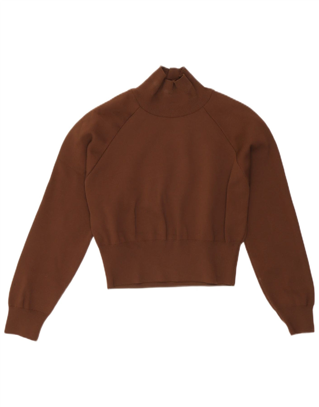 Suéter feminino Zara com gola tartaruga e gola redonda, Reino Unido 10 pequeno marrom