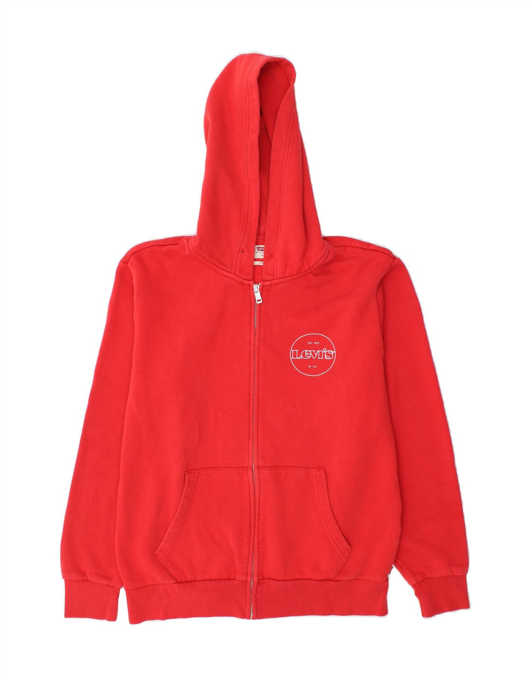 LEVI'S Mens Standard Fit Zip Hoodie Sweater Medium Red Vintage Levi's and Second-Hand Levi's from Messina Hembry 