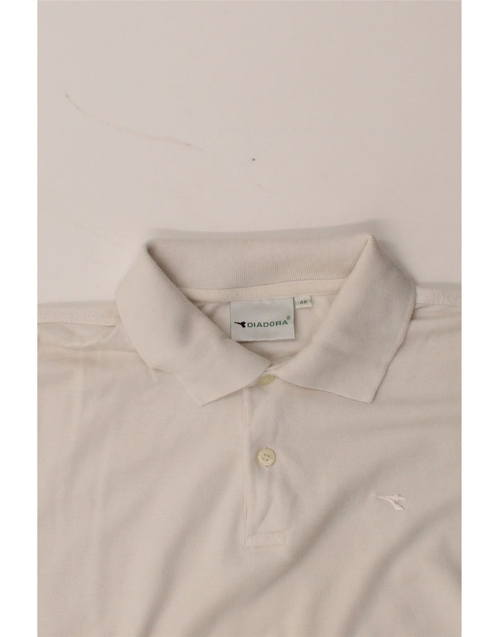 DIADORA Mens Polo Shirt IT 48 Medium White Cotton Vintage Diadora and Second-Hand Diadora from Messina Hembry 
