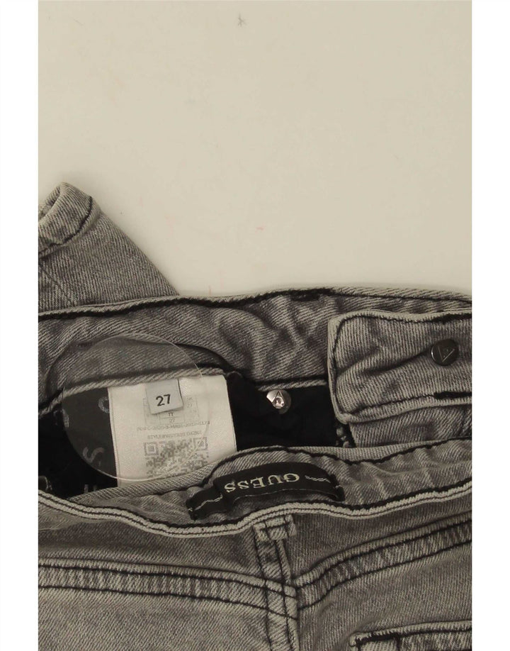 Guess Calça jeans feminina reta desgastada W27 L28 cinza poliéster