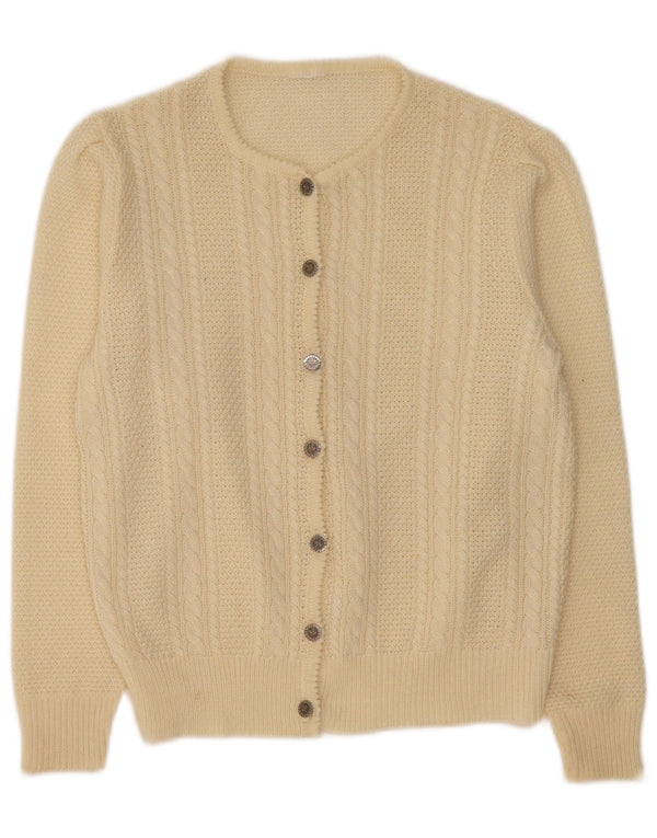 Suéter Cardigan Feminino Vintage UK 14 Médio Bege