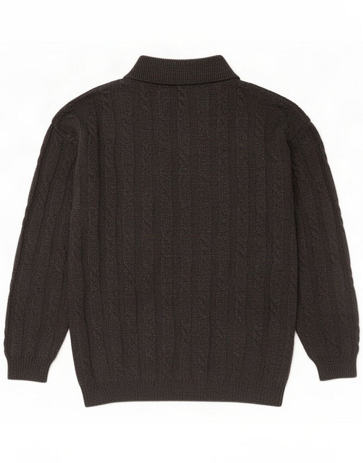 St. Suéter masculino Bernard com gola polo grande lã cinza