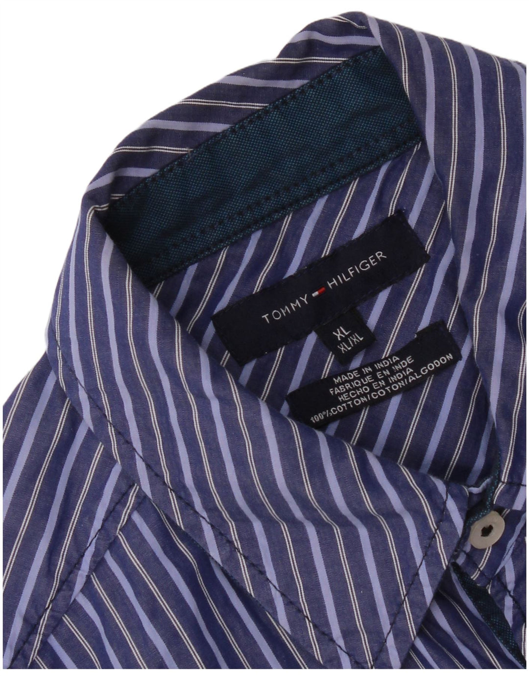 Camisa masculina Tommy Hilfiger XL listrada azul algodão