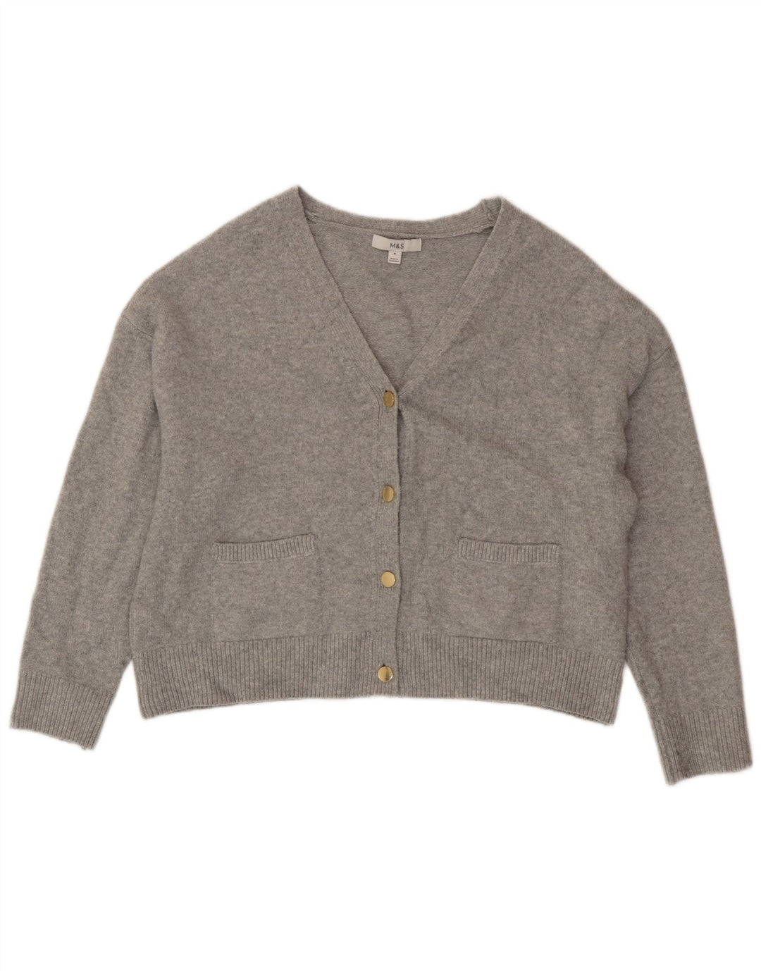 Suéter cardigã feminino grande Marks & Spencer Reino Unido 14 cinza médio