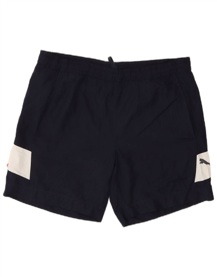 Shorts esportivos masculinos Puma médio azul marinho colorblock poliéster