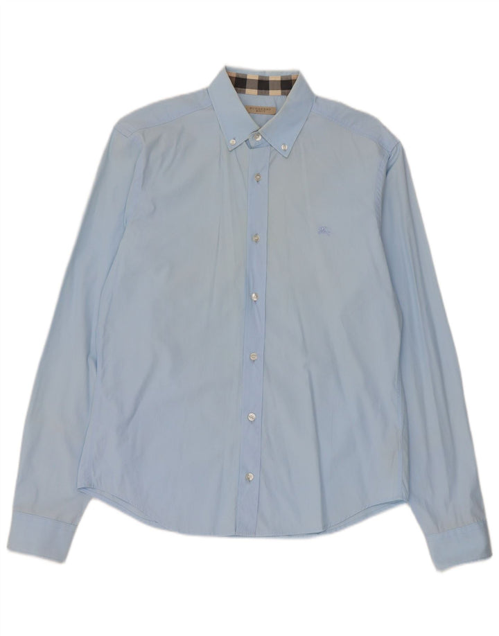 Burberry Mens BRIT Camisa Azul Médio Algodão