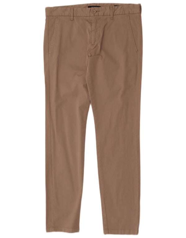 Guess Mens Slim Chino Calças W32 L32 Algodão Bege