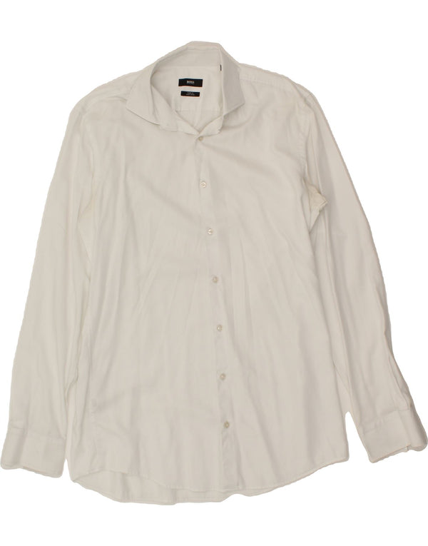 Camisa masculina slim fit HUGO BOSS tamanho 41 algodão branco médio