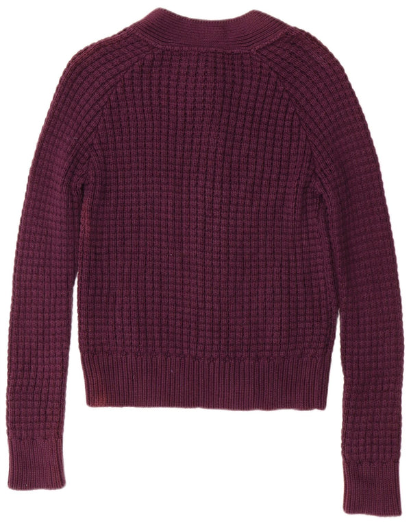 Suéter feminino Marks & Spencer Autograph Cardigan Reino Unido 14 grande algodão roxo