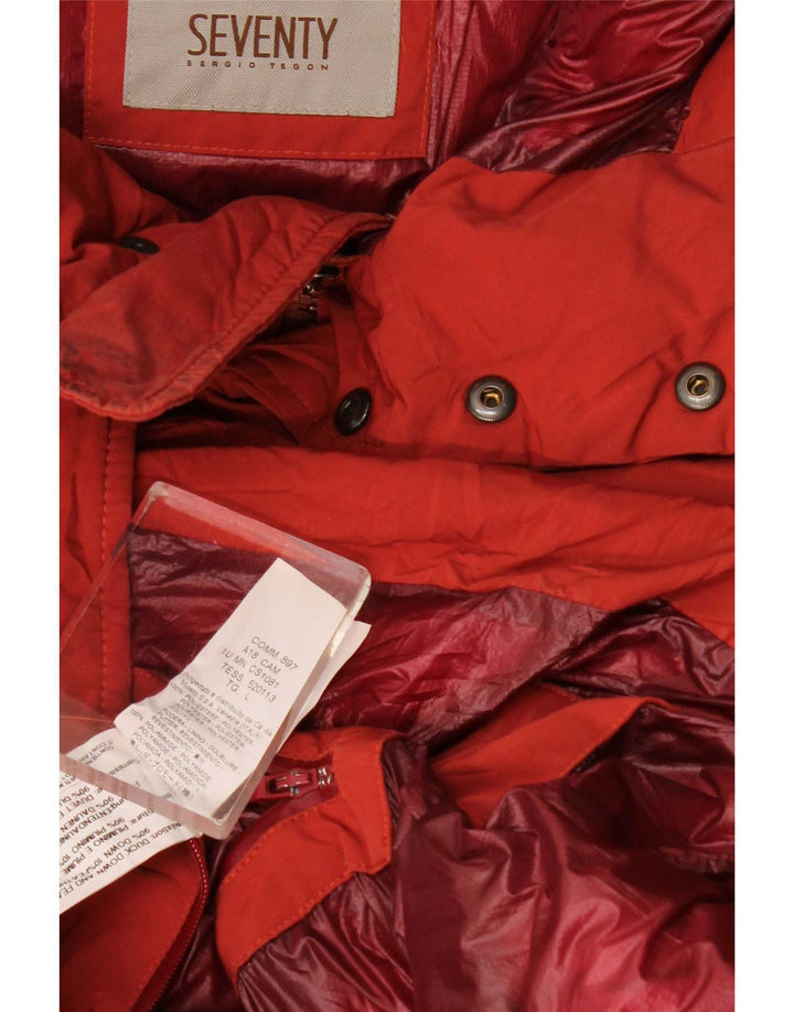 Casaco acolchoado com capuz para homens Seventy UK 40 poliéster vermelho grande