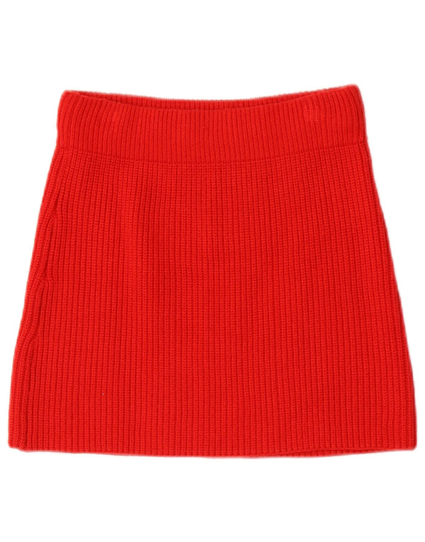 Mini saia feminina de malha Zara pequena W26 viscose vermelha
