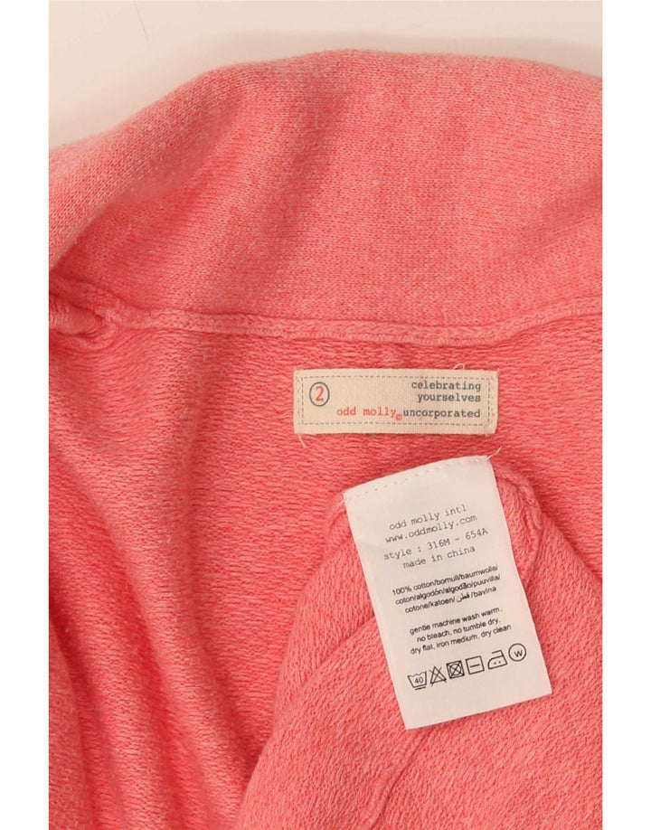 Suéter cardigã feminino Odd Molly tamanho 2 algodão manchado rosa médio