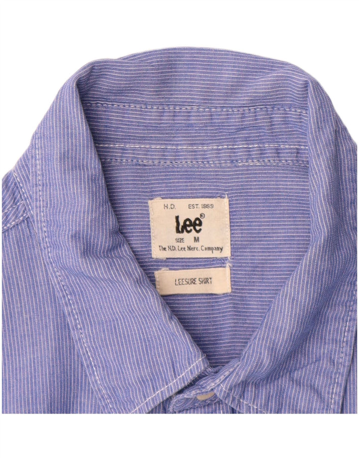 Camisa masculina Lee de algodão listrado azul médio