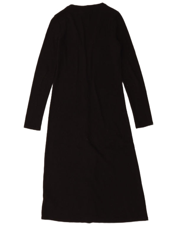 Suéter cardigã feminino Zara Longline UK 10 pequeno poliéster preto