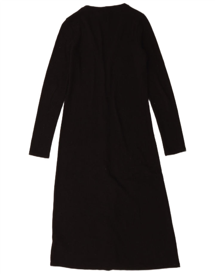 Suéter cardigã feminino Zara Longline UK 10 pequeno poliéster preto