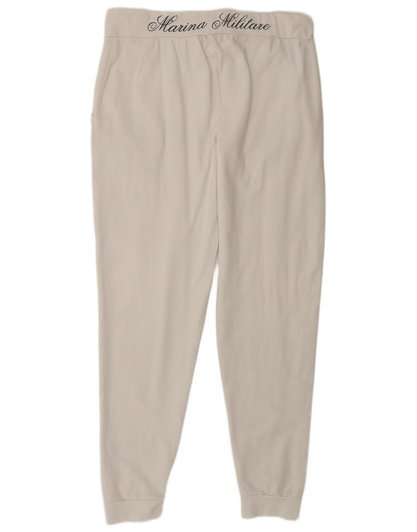 MARINA MILITARE Calça de treino feminina Joggers UK 16 Grande Branco