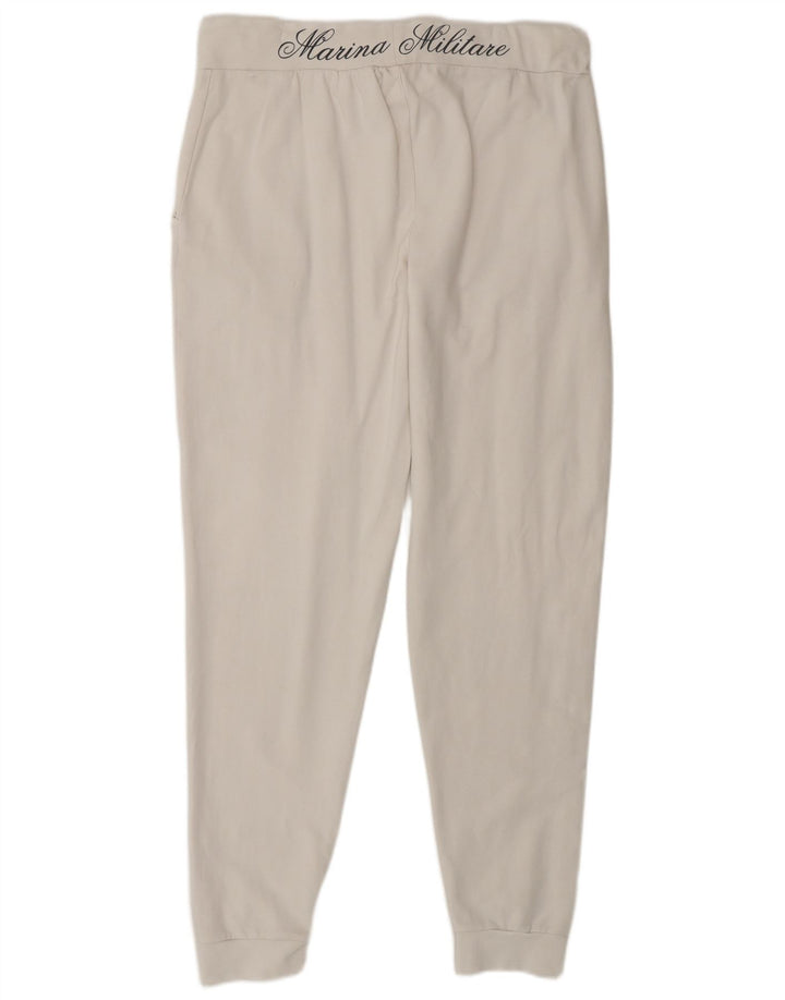 MARINA MILITARE Calça de treino feminina Joggers UK 16 Grande Branco