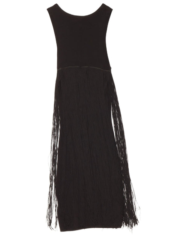 Topshop vestido maxi feminino sem mangas Reino Unido 6 XS preto viscose