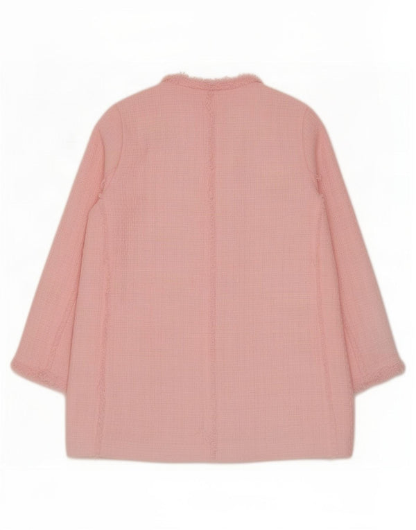 Zara Womens Longline Blazer Jacket UK 18 XL Pink Cotton