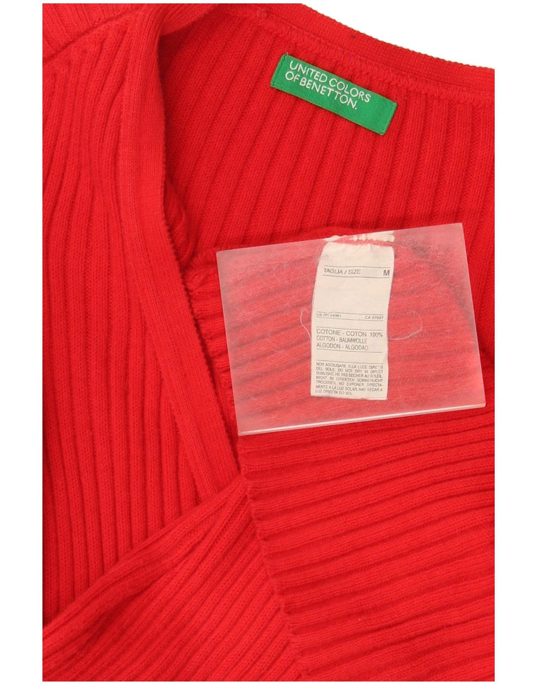 Suéter cardigã feminino Benetton UK 12 algodão vermelho médio