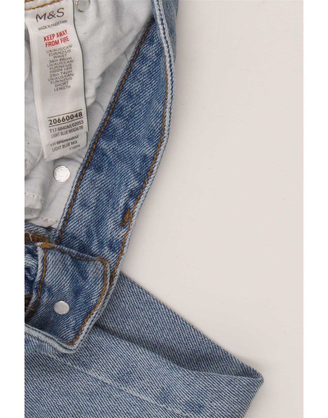 Jeans retos masculinos Marks & Spencer W34 L29 algodão azul