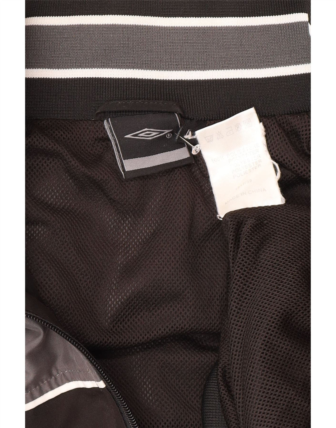 Jaqueta masculina de agasalho gráfico Umbro, grande, cinza, poliéster, bloco colorido