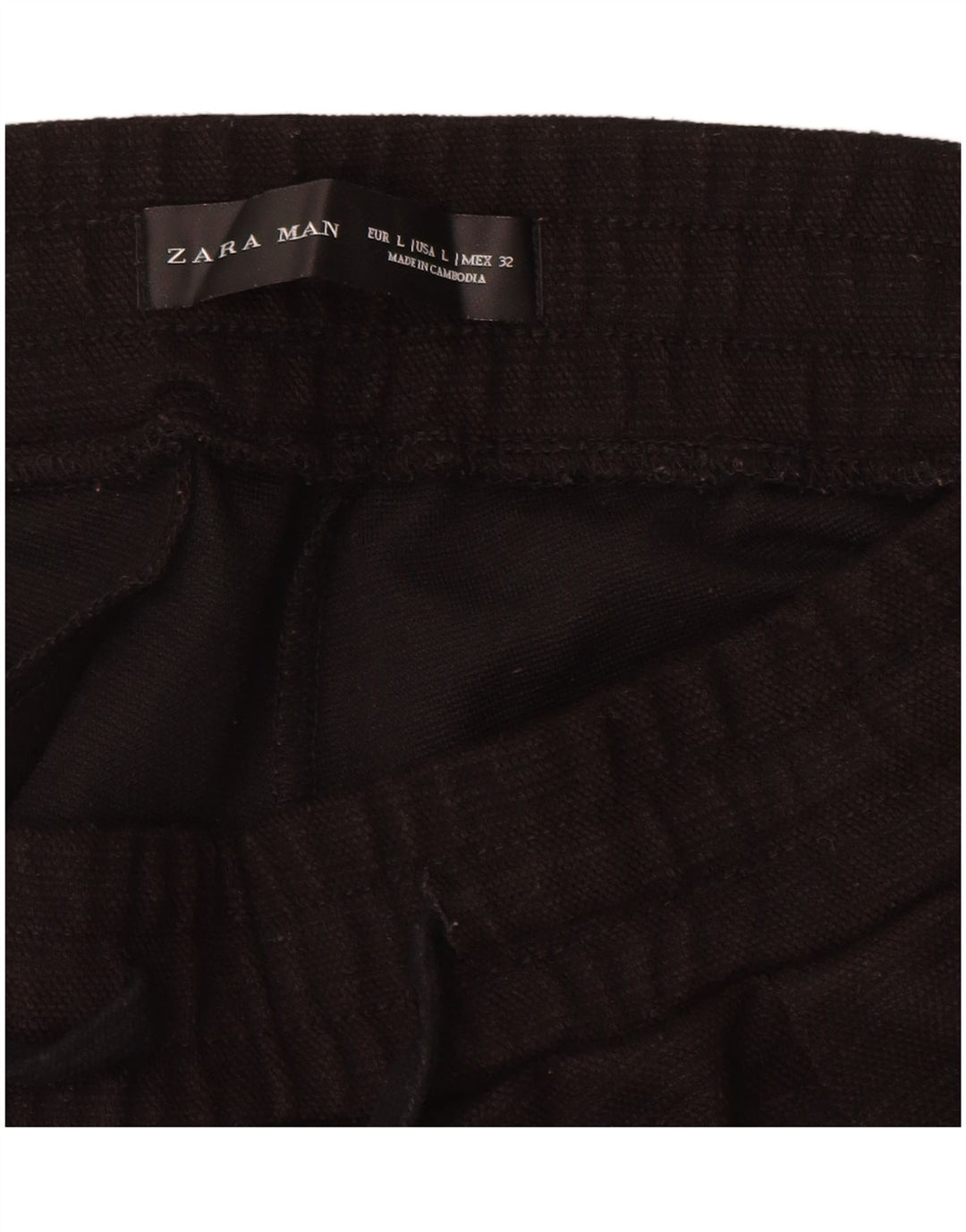 Zara Calça masculina reta Capri grande W32 L20 poliéster preto