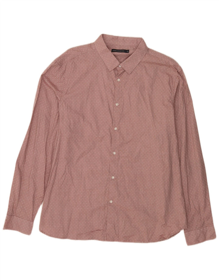 Camisa masculina French Connection 2XL algodão manchado rosa