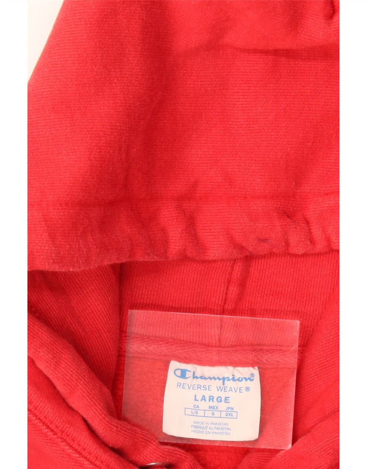 CHAMPION Suéter masculino com capuz gráfico de tecelagem reversa grande vermelho