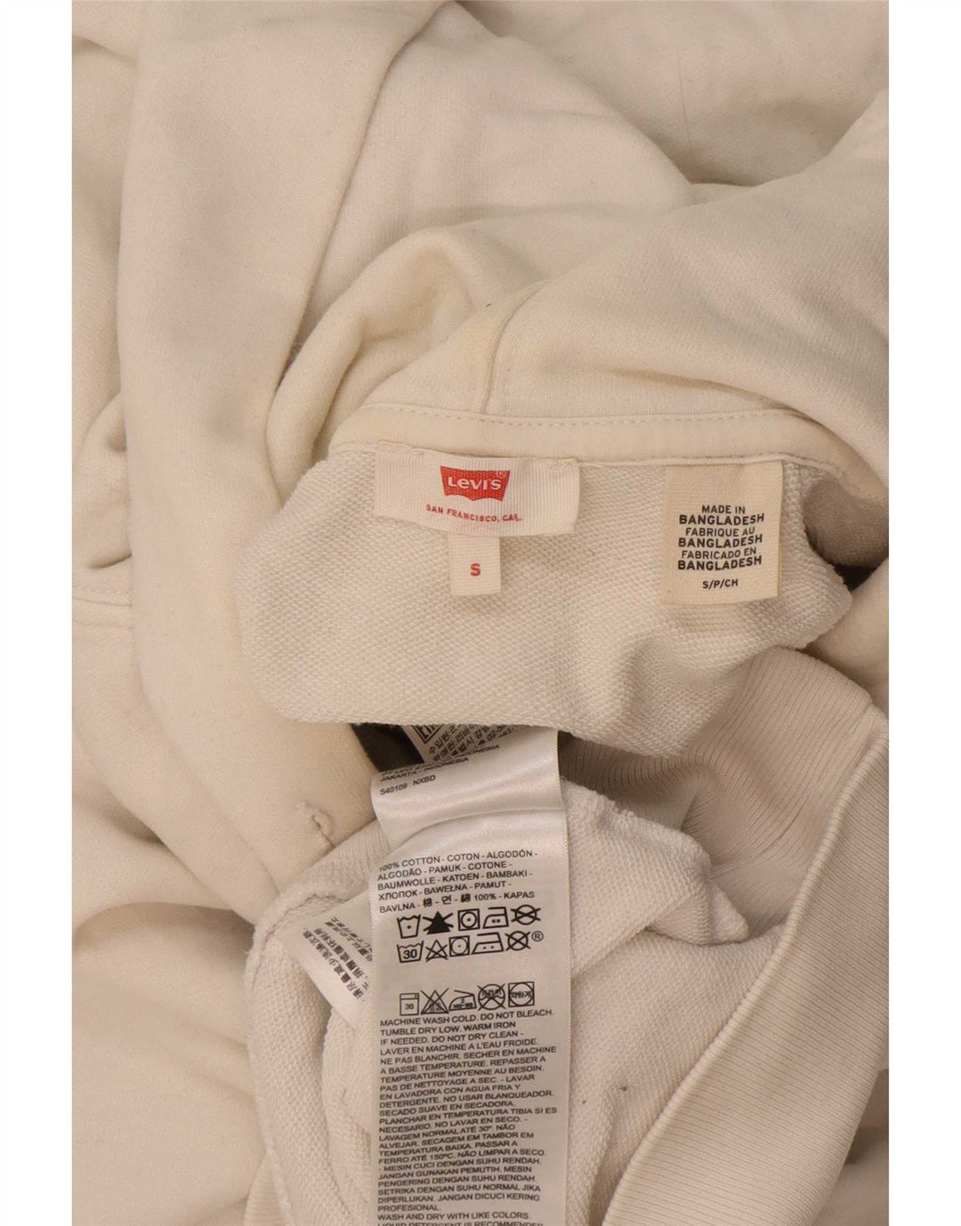 Suéter com capuz gráfico masculino Levi's pequeno algodão branco