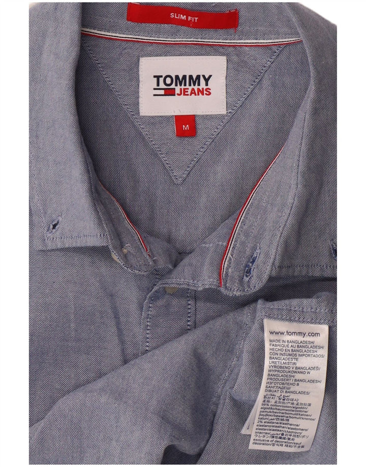 Camisa masculina TOMMY HILFIGER slim fit algodão azul médio
