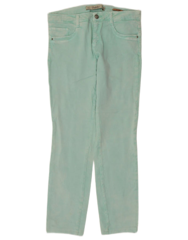 Zara Mulher Trafaluc Straight Jeans EU 40 Médio W30 L28 Turquesa