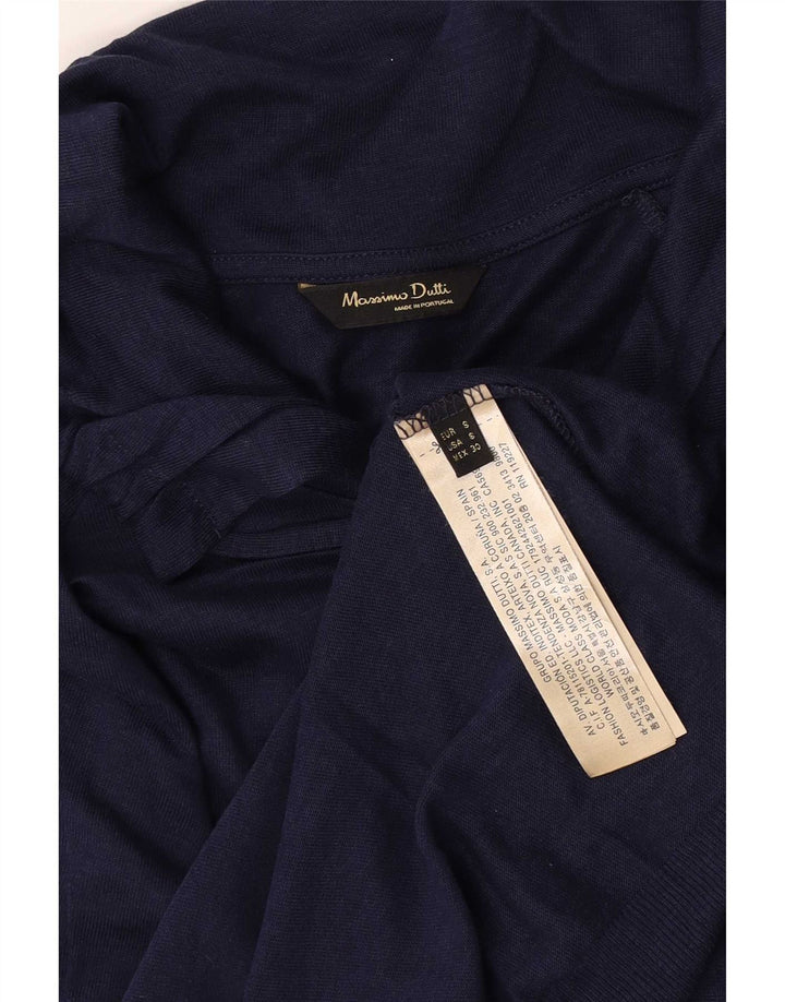 Massimo Dutti Womens Tracksuit Top Jacket UK 10 Small Navy Blue Lyocell