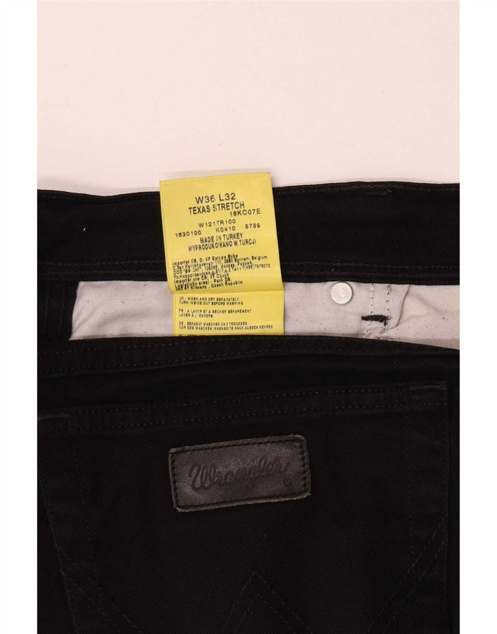 Wrangler Masculino Texas Stretch Straight Jeans W36 L32 Algodão Preto