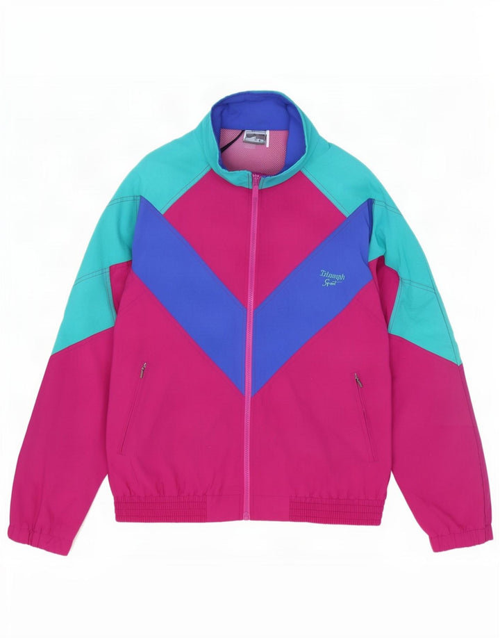 Triumph Jaqueta masculina de agasalho UK 42 grande bloco colorido multicolorido