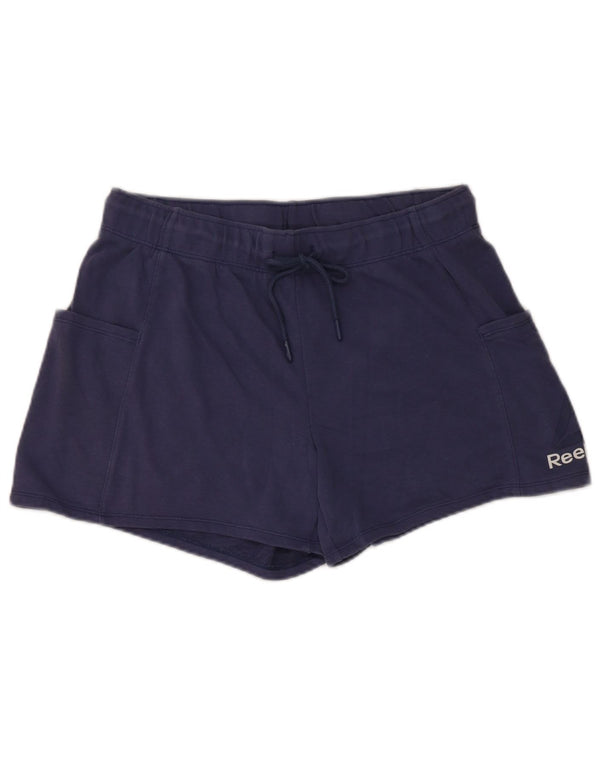 Shorts esportivos gráficos femininos Reebok UK 14 grande algodão azul marinho