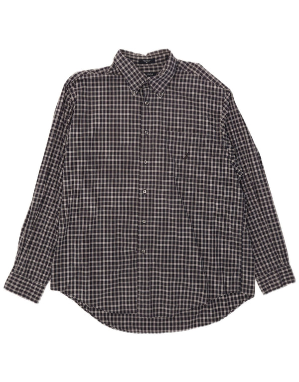 Camisa masculina Nautica XL azul marinho xadrez algodão