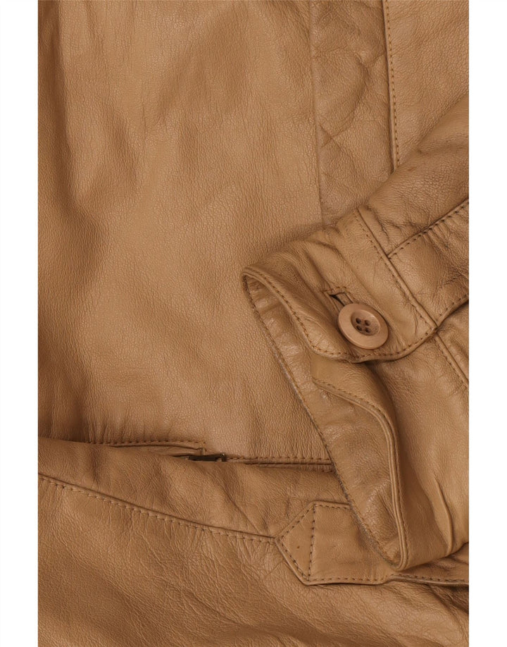 Jaqueta de couro masculina vintage IT 52 XL bege