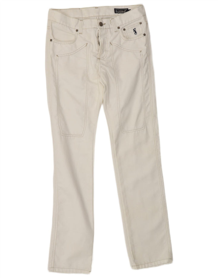 Jeans retos femininos JECKERSON W30 L32 algodão branco