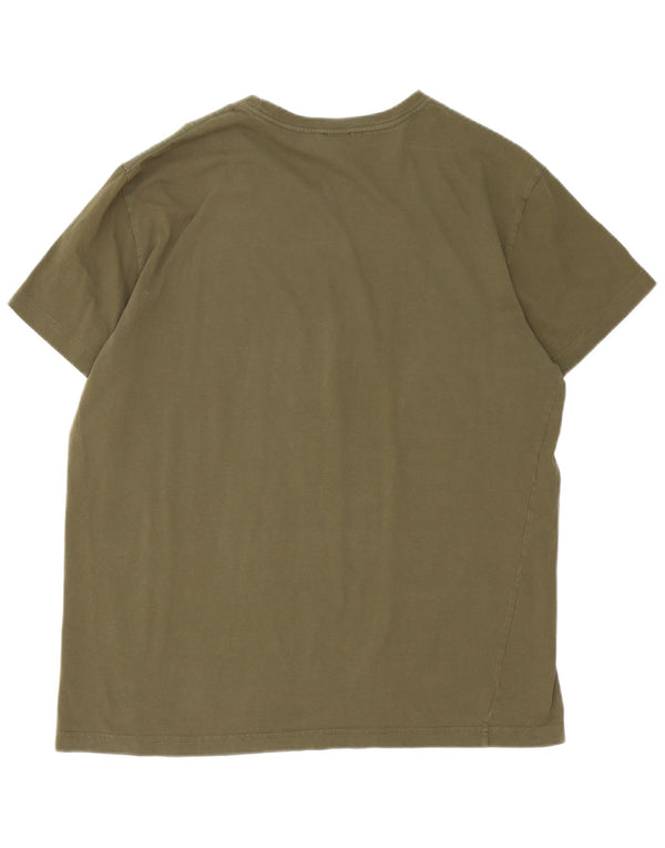 Diesel Camiseta masculina gráfica Top grande de algodão cáqui