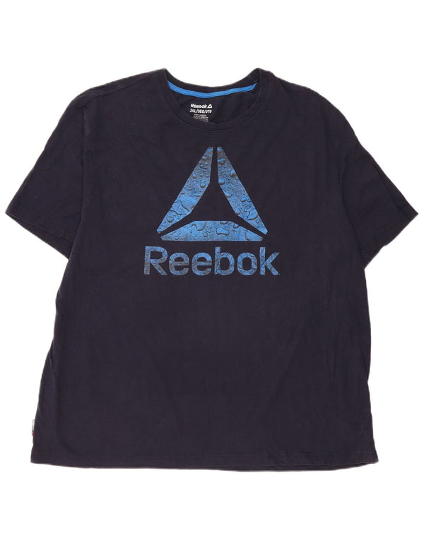 Camiseta gráfica masculina Reebok Top 3XL algodão azul marinho