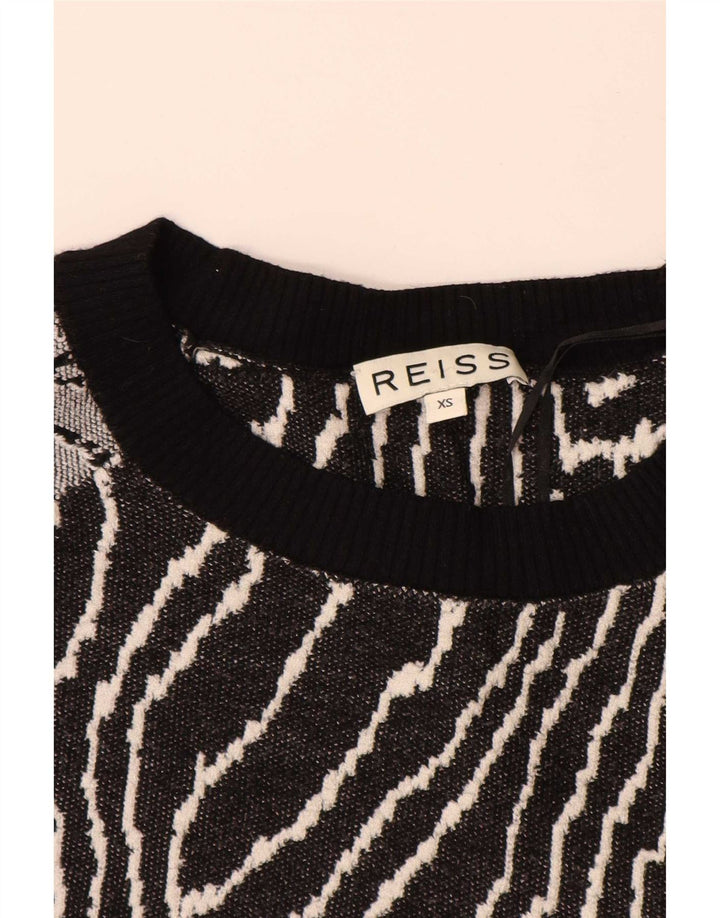 Suéter feminino Reiss com estampa abstrata UK 6 XS preto viscose
