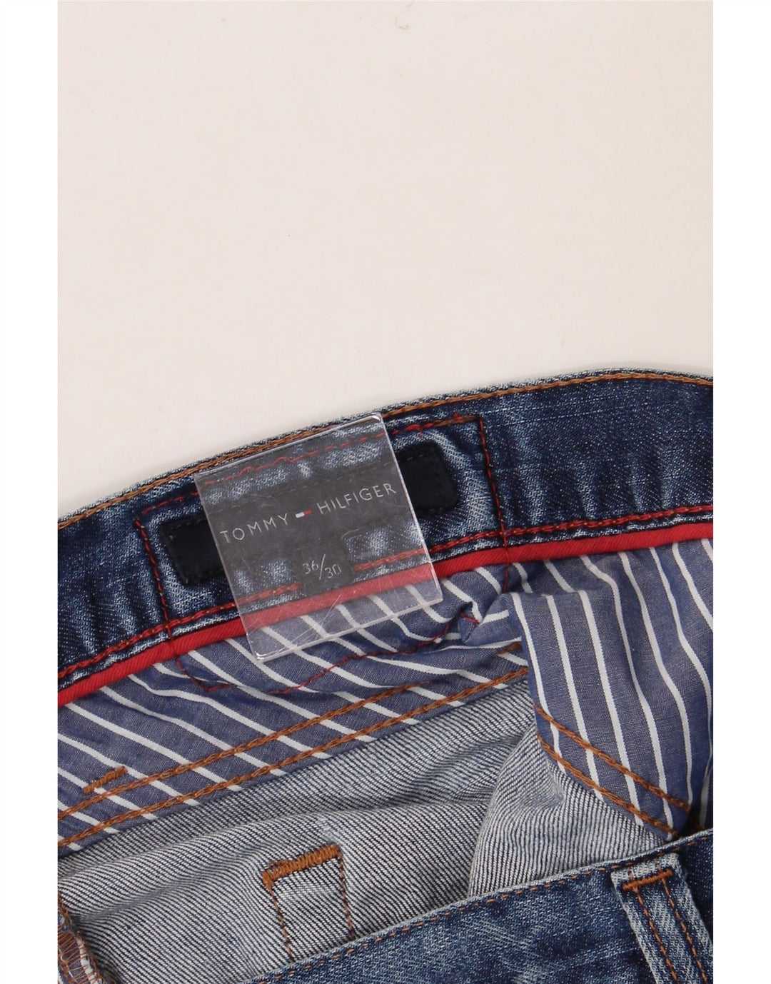 TOMMY HILFIGER Mens Straight Jeans W36 L27 Blue Cotton Vintage Tommy Hilfiger and Second-Hand Tommy Hilfiger from Messina Hembry 